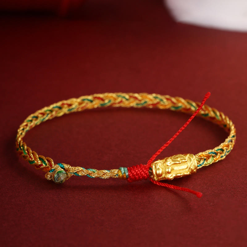 Wear FengShui Year of the Dragon Handmade Colorful Dragon Carved Success Braided Bracelet