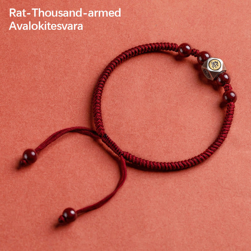 Wear FengShui 925 Sterling Silver Chinese Zodiac Natal Buddha Cinnabar Calm Bracelet