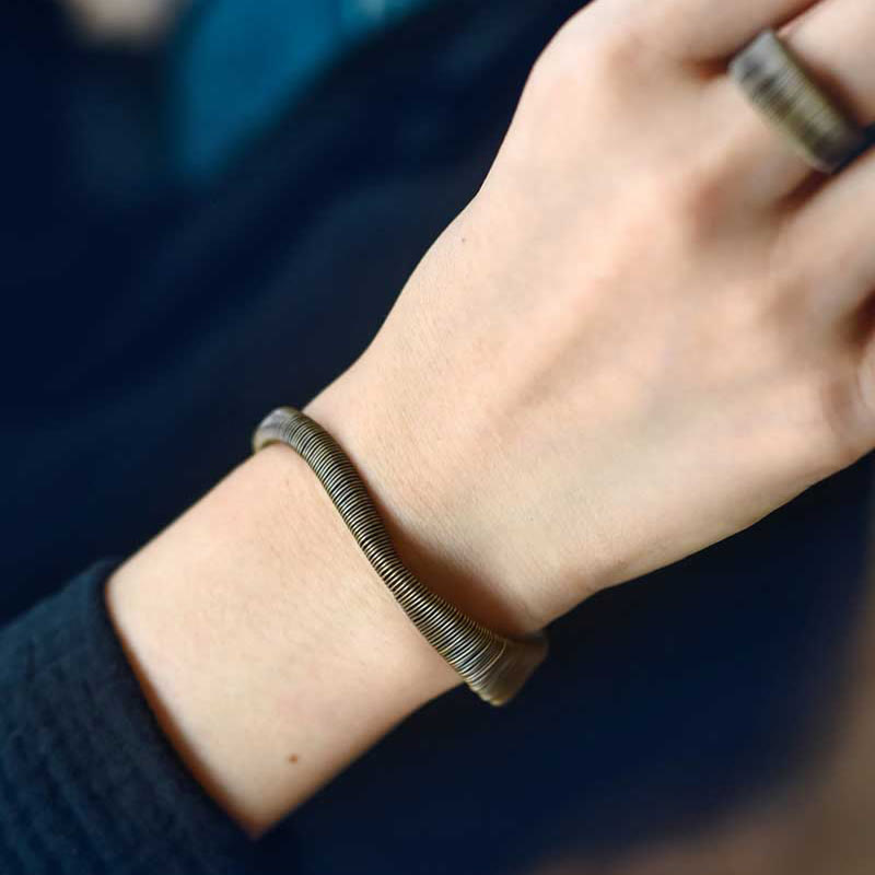 Wear FengShui Simple Design Wrapped Brass Copper Luck Wealth Adjustable Cuff Bracelet