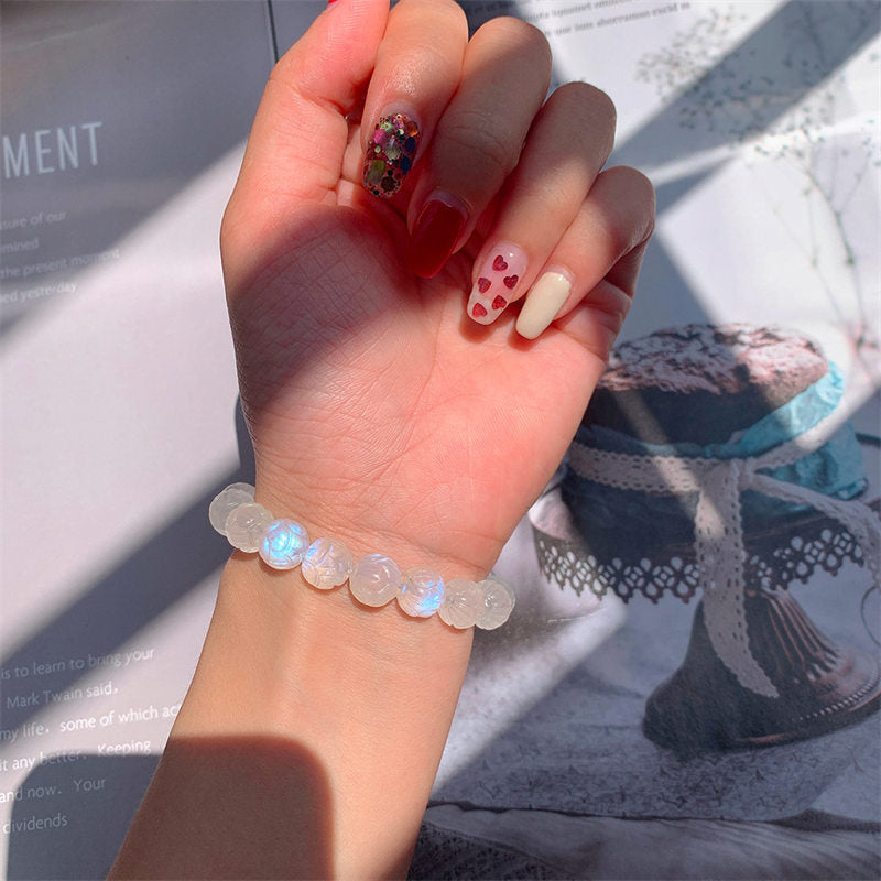 Wear FengShui Natural Moonstone Lotus Love Bracelet