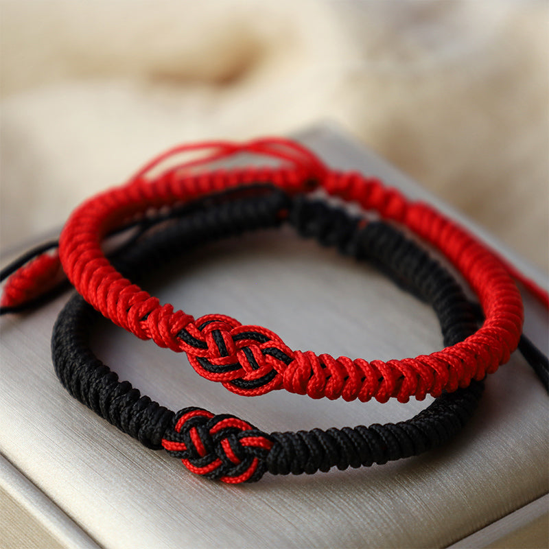 Wear FengShui 2Pcs Tibetan Luck Chinese Knot Protection String Bracelet