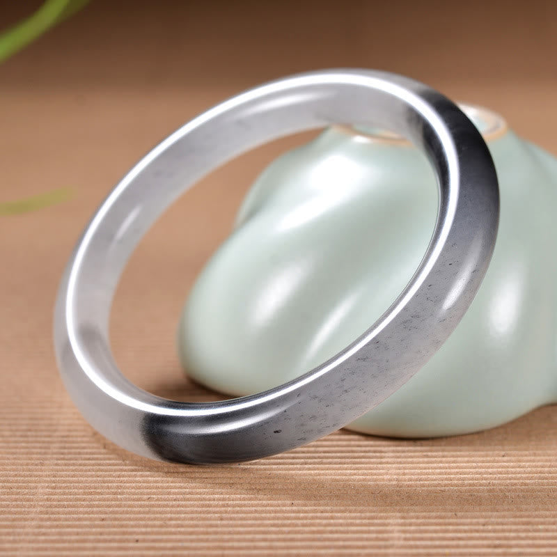 Wear FengShui Natural Ink Color Golden Silk Jade Wealth Bracelet Bangle