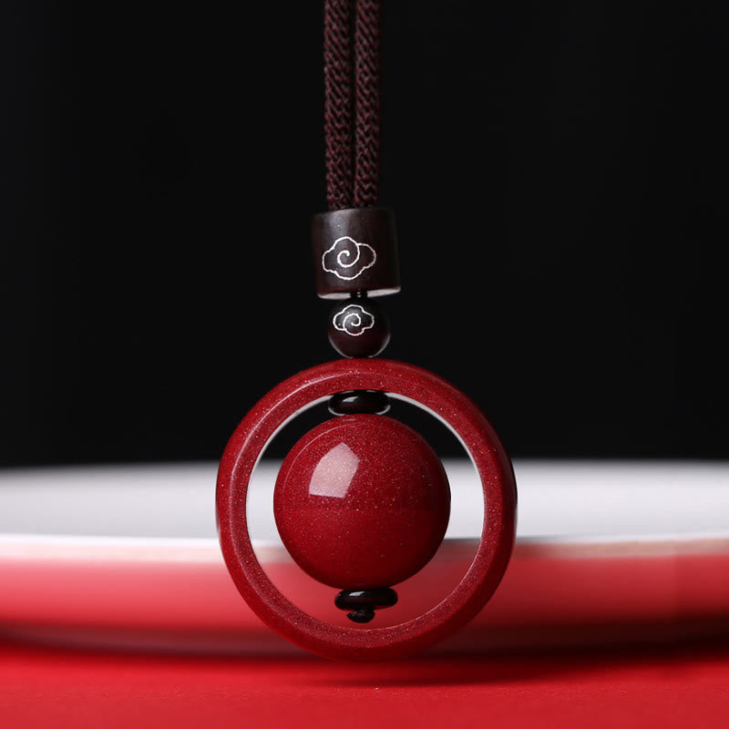 Wear FengShui Cinnabar Om Mani Padme Hum PiXiu Blessing Lucky Bead Necklace Pendant