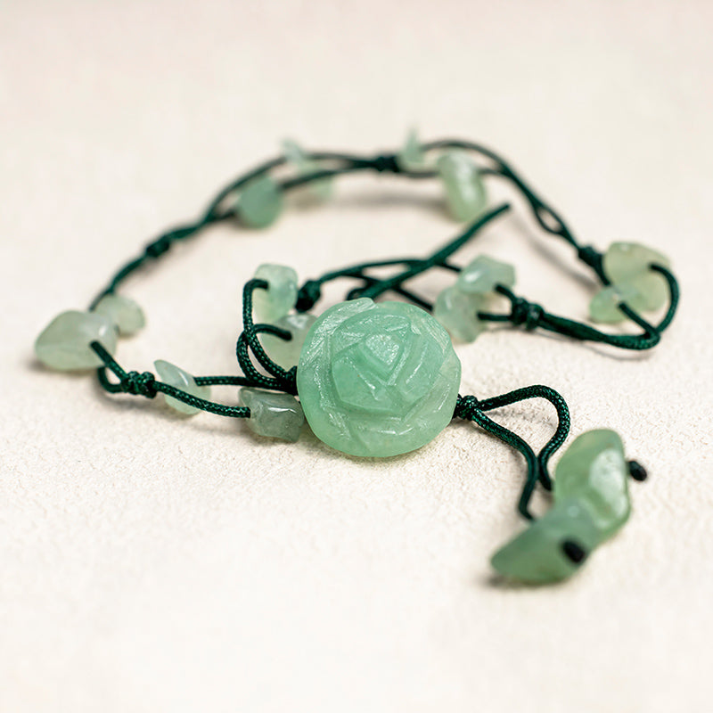Wear FengShui Amethyst Pink Crystal Green Aventurine Rose Inner Peace Healing Anklet