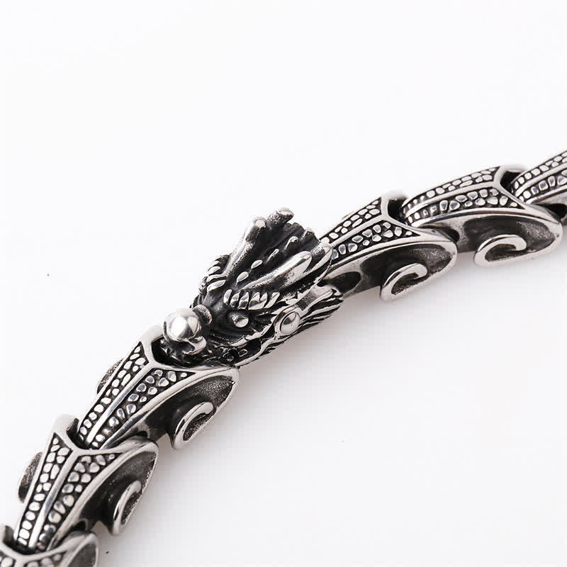 Wear FengShui Dragon Pattern Titanium Steel Protection Necklace Pendant Bracelet