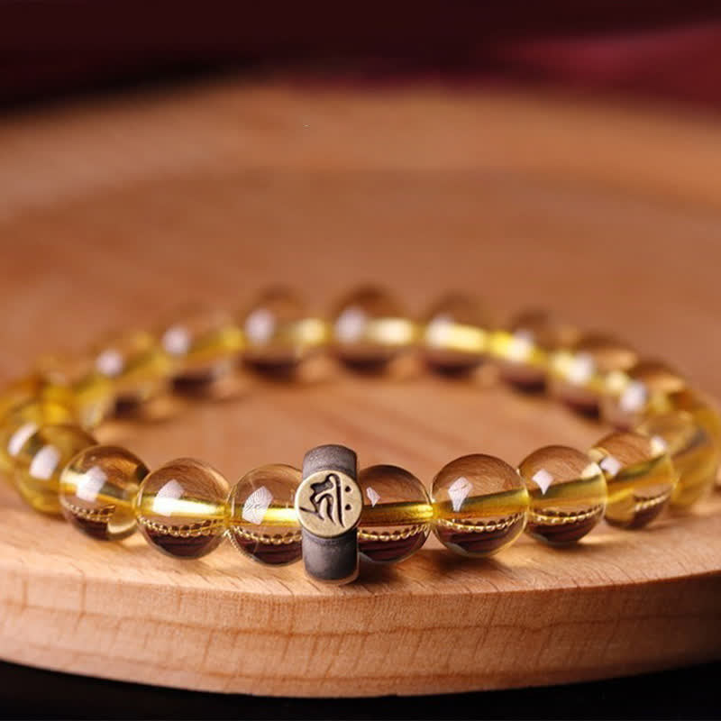 Wear FengShui 925 Sterling Silver Chinese Zodiac Natal Buddha Citrine Protection Bracelet