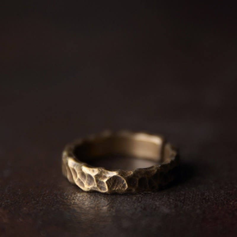 Wear FengShui Tibetan Bump Texture Design Copper Brass Luck Ring