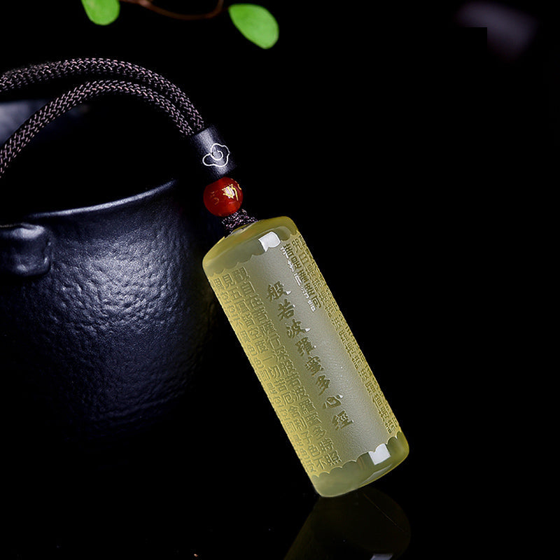 Wear FengShui Heart Sutra Citrine Happiness Strength Necklace Pendant