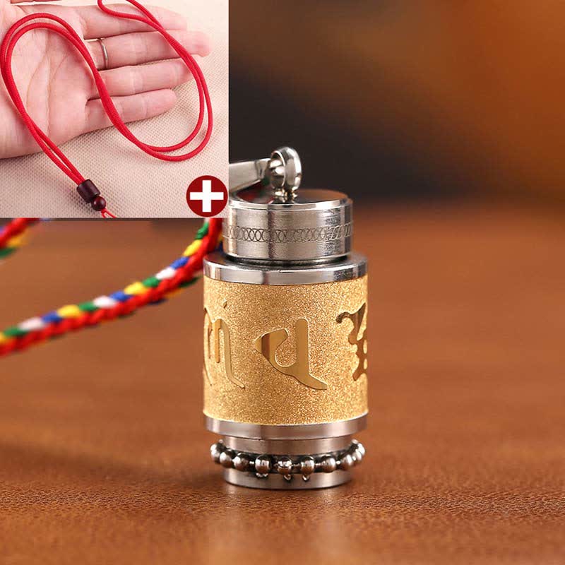 Wear FengShui Tibet Om Mani Padme Hum Shurangama Mantra Titanium Steel Wisdom Amulet Necklace Pendant