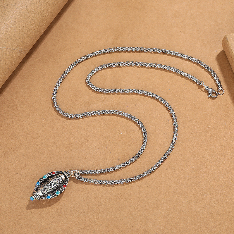 Wear FengShui Tibetan Om Mani Padme Hum Purity Rotatable Necklace Pendant