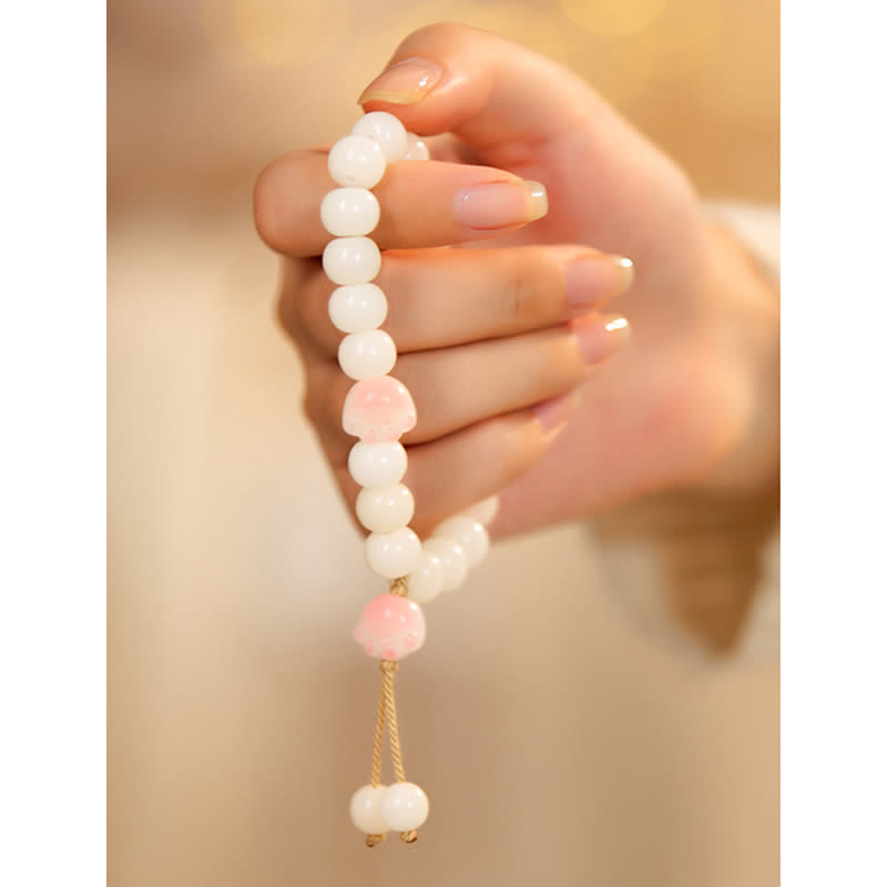 Wear FengShui Natural Bodhi Seed Lovely Paw Lucky Cat Paw Peace Bracelet