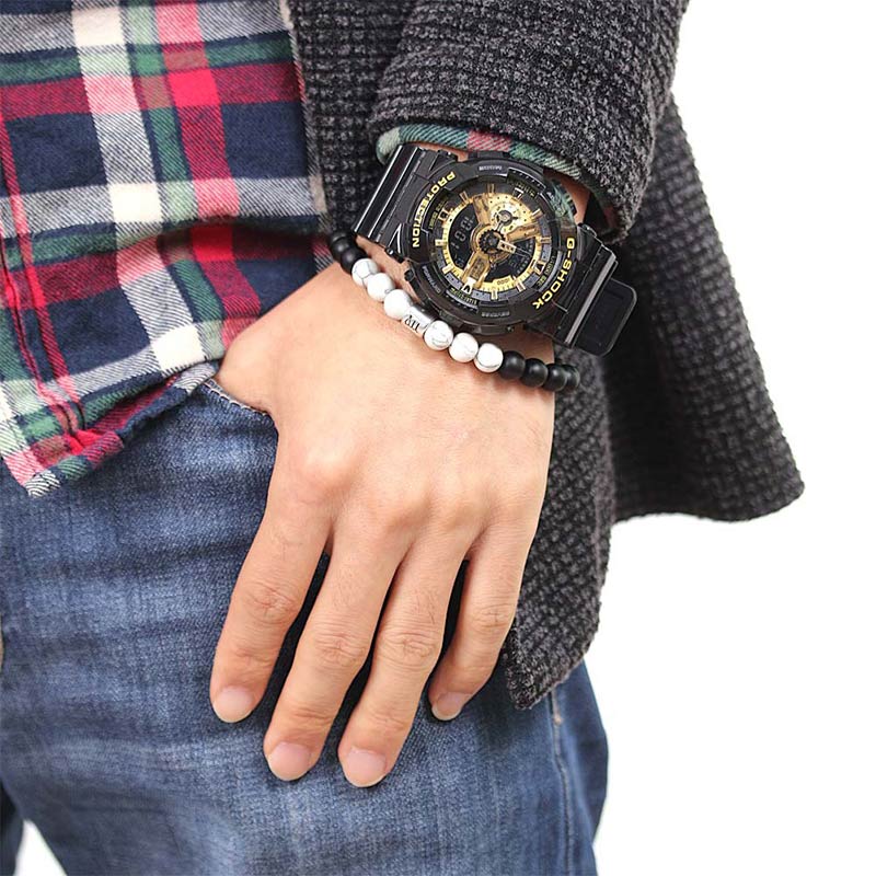 Wear FengShui 12 Constellations of the Zodiac Natural Frosted Stone White Turquoise Bead Fortune Bracelet
