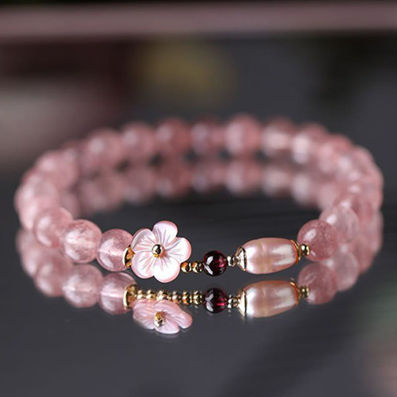 Wear FengShui Strawberry Quartz Peach Blossom Love Bracelet