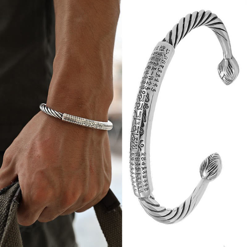 Wear FengShui Tibetan Om Mani Padme Hum Heart Sutra Purity Cuff Bracelet