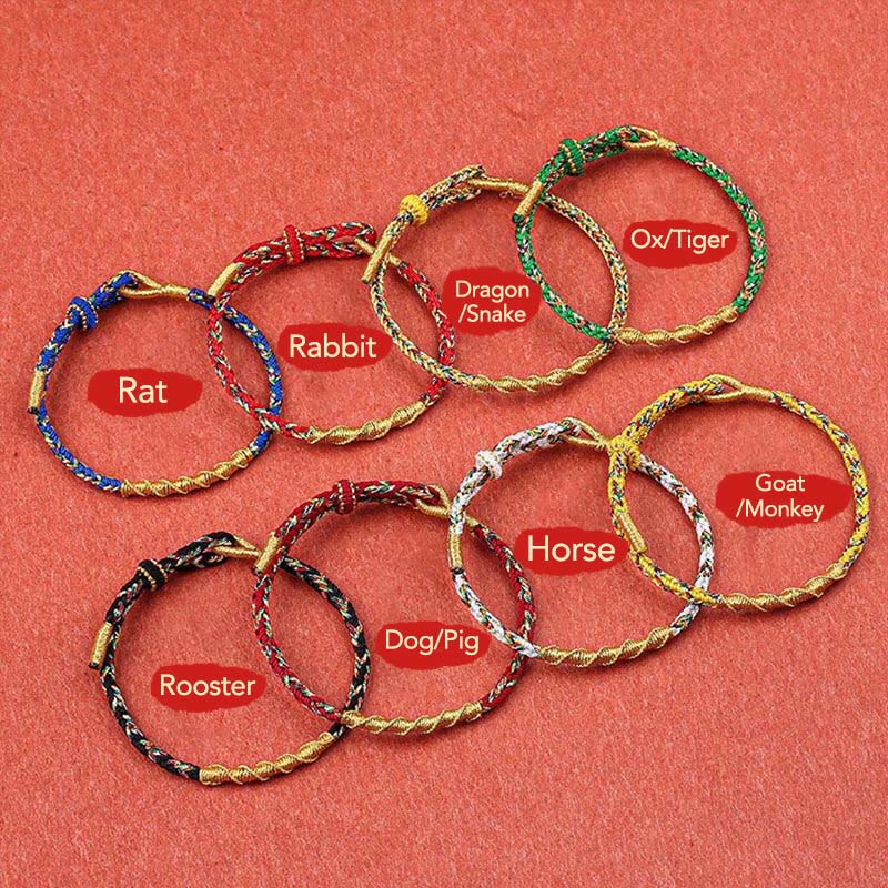 Wear FengShui Handmade Chinese Zodiac Natal Buddha Protection Strength Braided String Bracelet