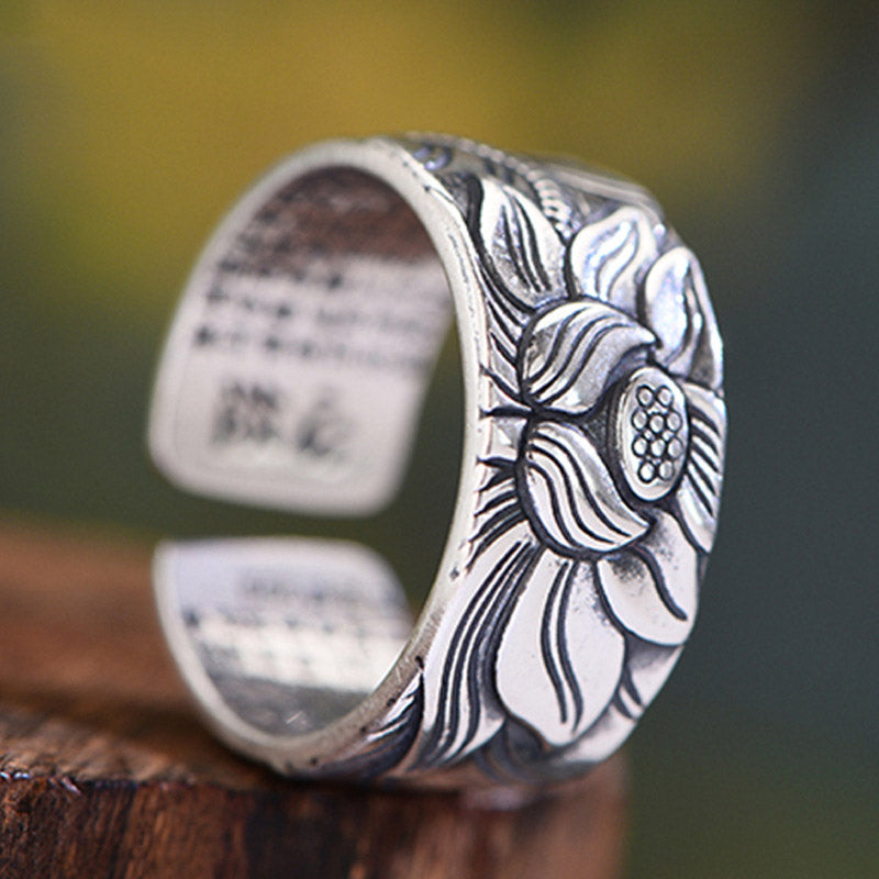 Wear FengShui Tibetan Lotus White Copper Enlightenment Ring