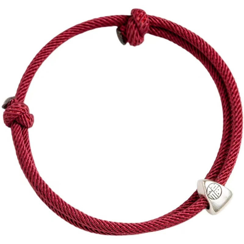 Wear FengShui 925 Sterling Silver Fu Character Blessing Handmade Braided Bracelet