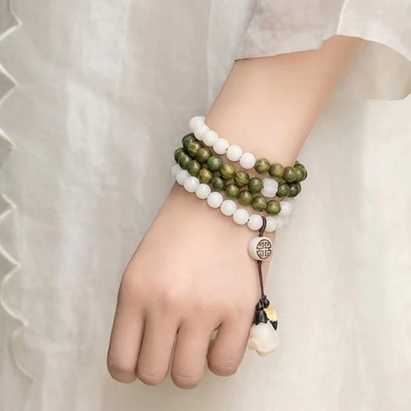 Wear FengShui Natural Green Sandalwood Bodhi Seed Soothing Bracelet