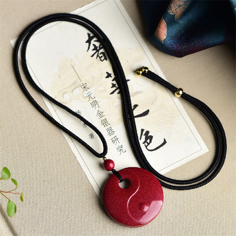 Wear FengShui Laughing Buddha Yin Yang Chinese Zodiac Gourd Natural Cinnabar Blessing Necklace Pendant