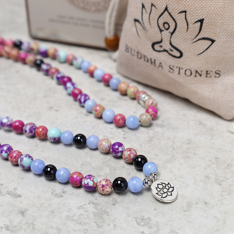 Wear FengShui Natural Purple Miano Real Stone Lotus Mala