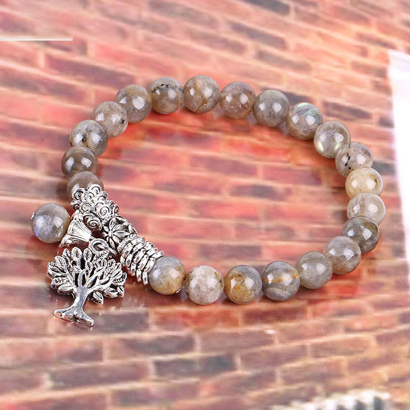 Wear FengShui Natural Gemstone Tree of Life Lucky Charm Stretch Bracelet