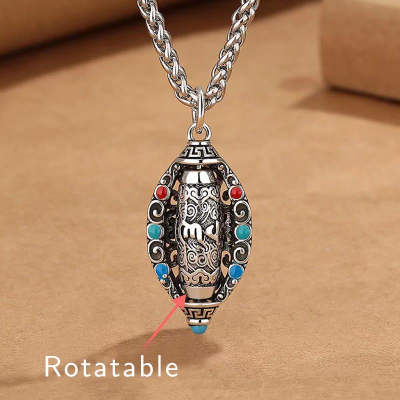 Wear FengShui Tibetan Om Mani Padme Hum Purity Rotatable Necklace Pendant