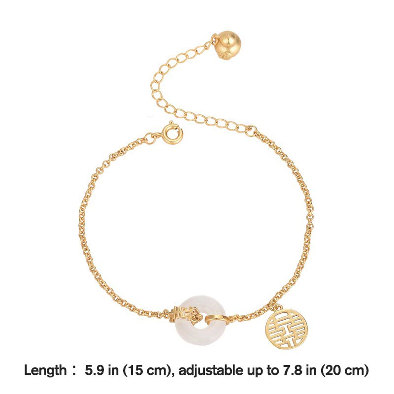 Wear FengShui White Jade Double Happiness Fortune Bracelet
