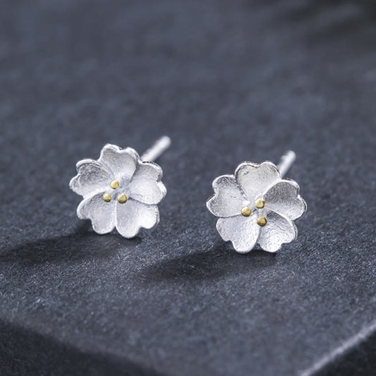 Wear FengShui 925 Sterling Silver Cherry Blossoms Floral Calm Stud Earrings