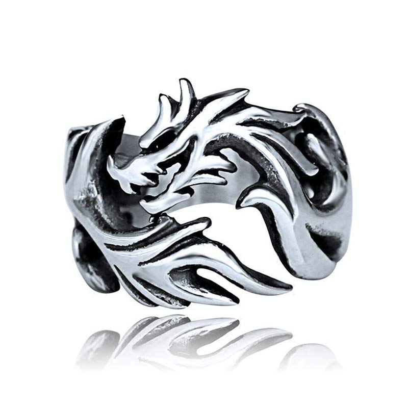 Wear FengShui Dragon Pattern Protection Strength Adjustable Ring