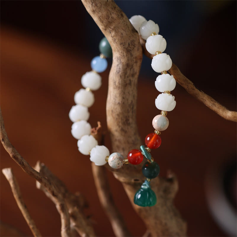Wear FengShui Bodhi Seed Lotus Bead Carved Peace Harmony Bracelet
