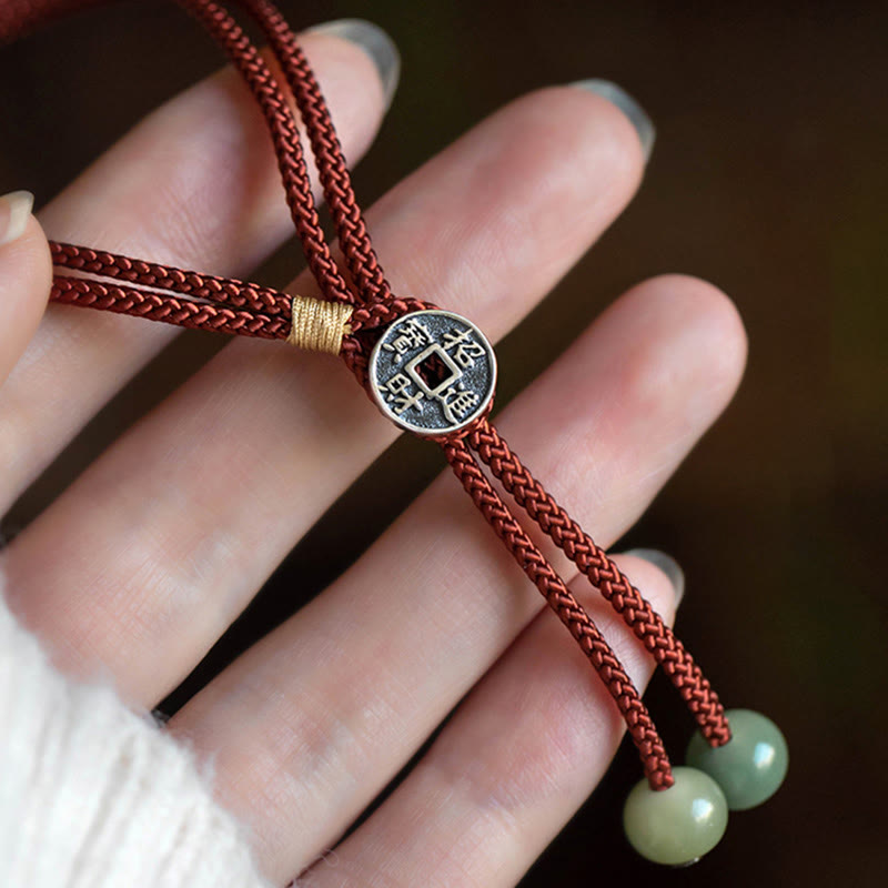 Wear FengShui 925 Sterling Silver Handmade Chinese Zodiac Natal Buddha Cyan Bodhi Seed Protection Braided Red String Bracelet