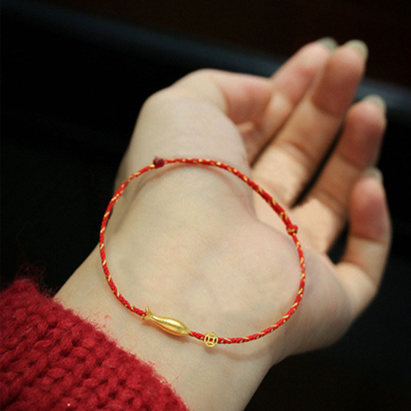 Wear FengShui 14K Gold Plated Koi Fish Luck Wealth Braided Bracelet