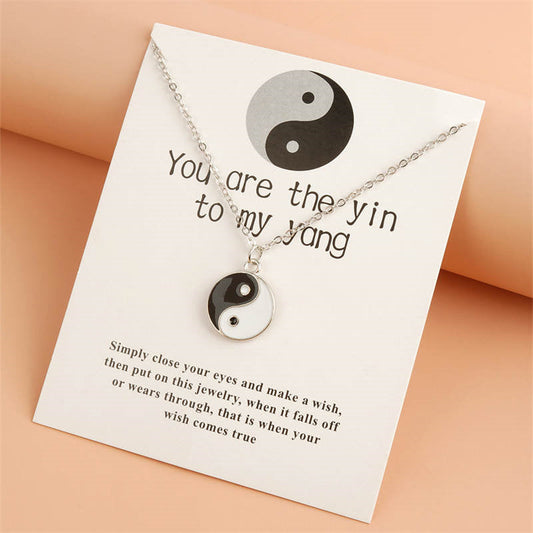 Wear FengShui 2Pcs Yin Yang Harmony Balance Necklace Pendant
