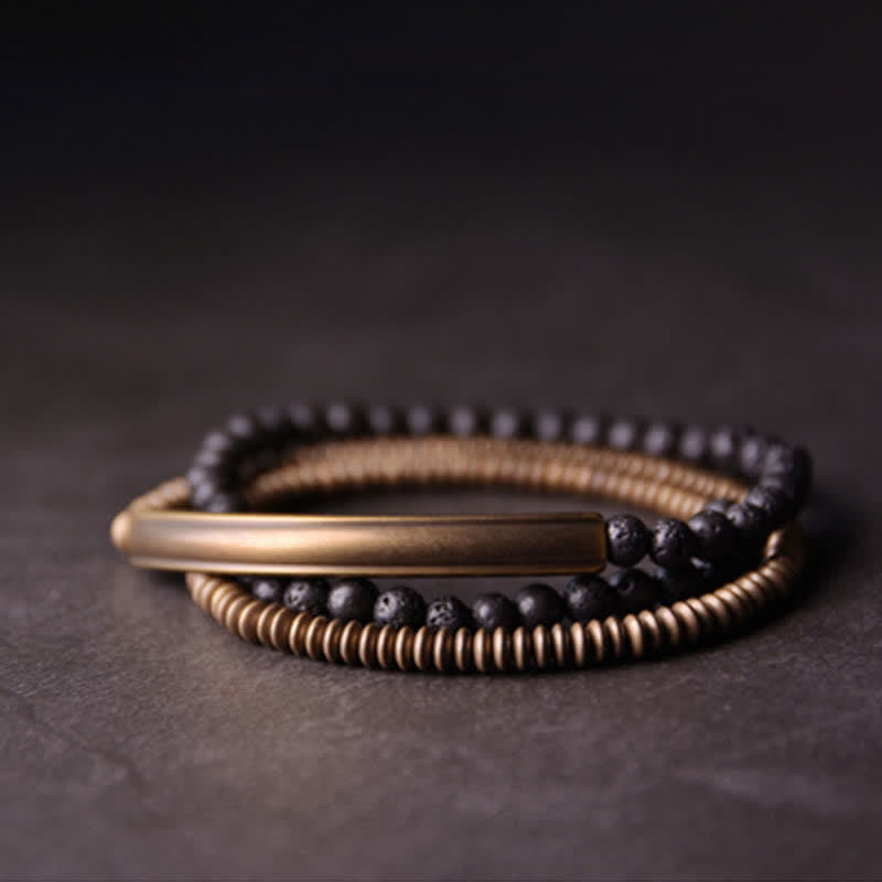 Wear FengShui Vintage Lava Rock Copper Support Bracelet