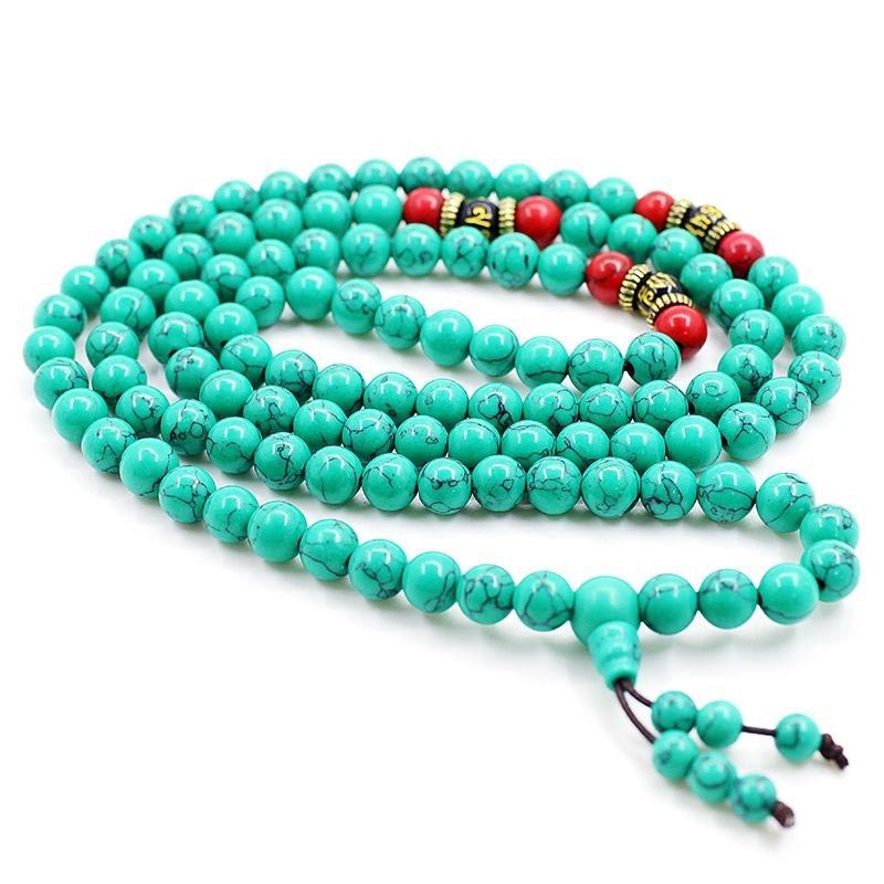 Wear FengShui Tibetan Turquoise Purification Necklace Mala
