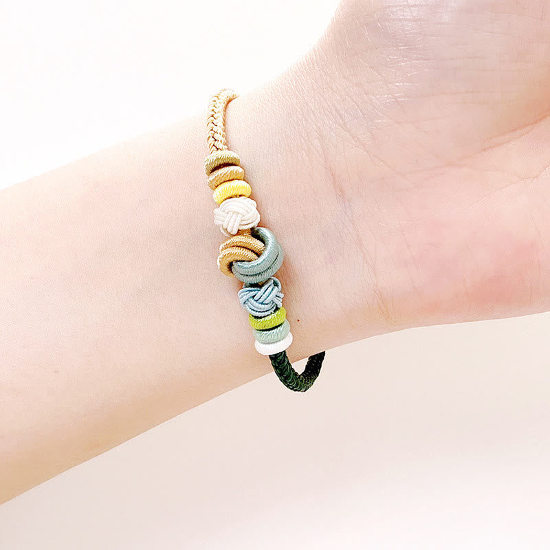Wear FengShui Two-Color Rope Handcrafted Eight Thread Peace Knot Luck Connection Bracelet