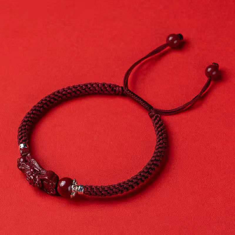 Wear FengShui Handcrafted PiXiu Cinnabar Wealth Luck Braided Bracelet