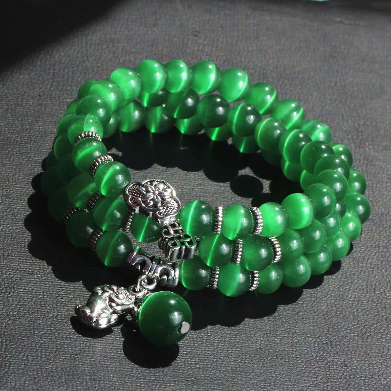 Wear FengShui Cat Eye PiXiu Support Triple Wrap Bracelet