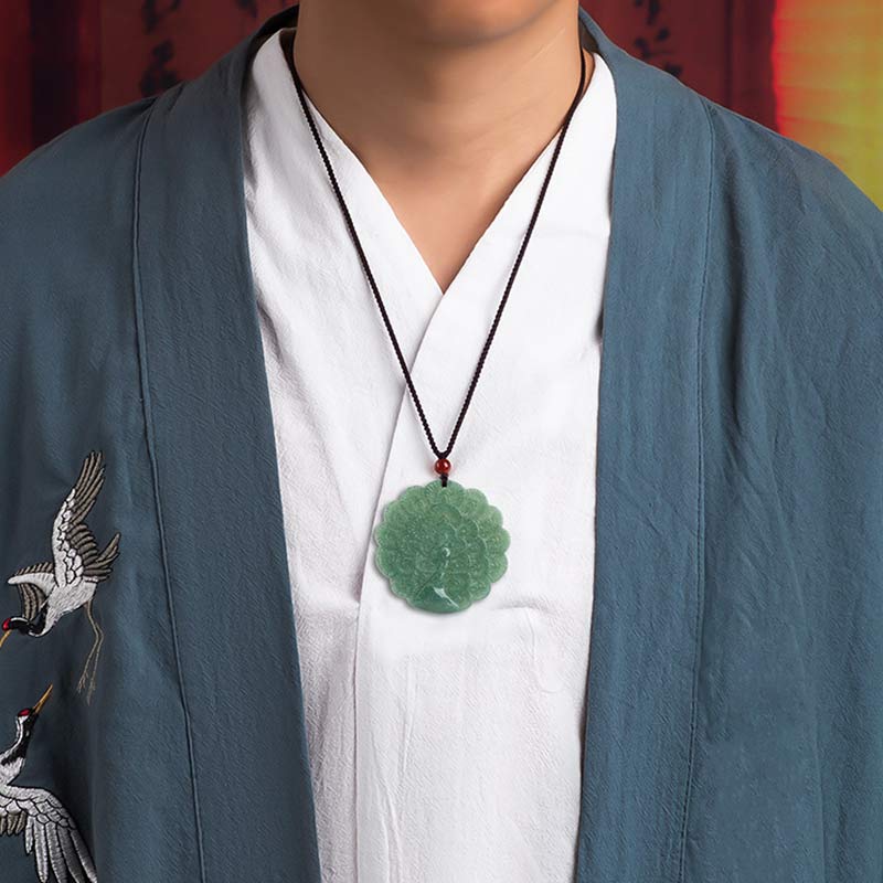 Wear FengShui Natural Jade Peacock Luck Prosperity Necklace Pendant