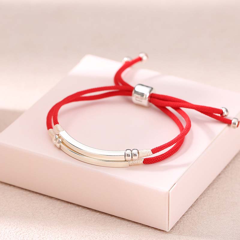 Wear FengShui 925 Sterling Silver Red String Layered Braid Bracelet