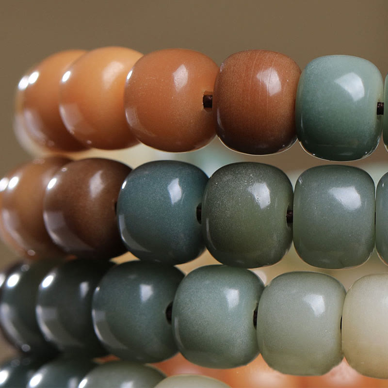 Wear FengShui 108 Mala Beads Gradient Bodhi Seed Green Tara Buddha Engraved Peace Harmony Bracelet