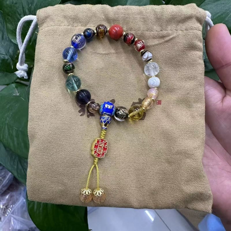Wear FengShui Tibetan Colorful Incense Ash Liuli Glass Bead Om Mani Padme Hum Dorje Vajra 18 Beads Wrist Mala