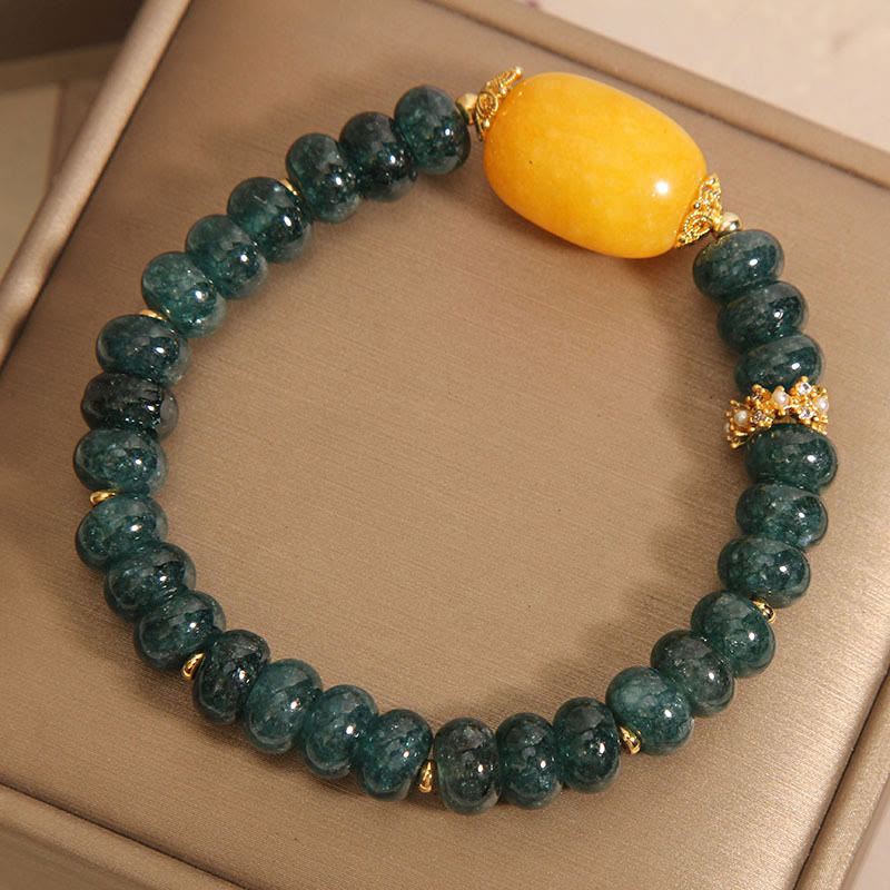Wear FengShui Green Jade Abacus Beads Topaz Luck Bracelet