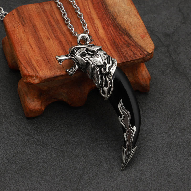 Wear FengShui Imitation Wolf Tooth Titanium Steel Balance Necklace Pendant