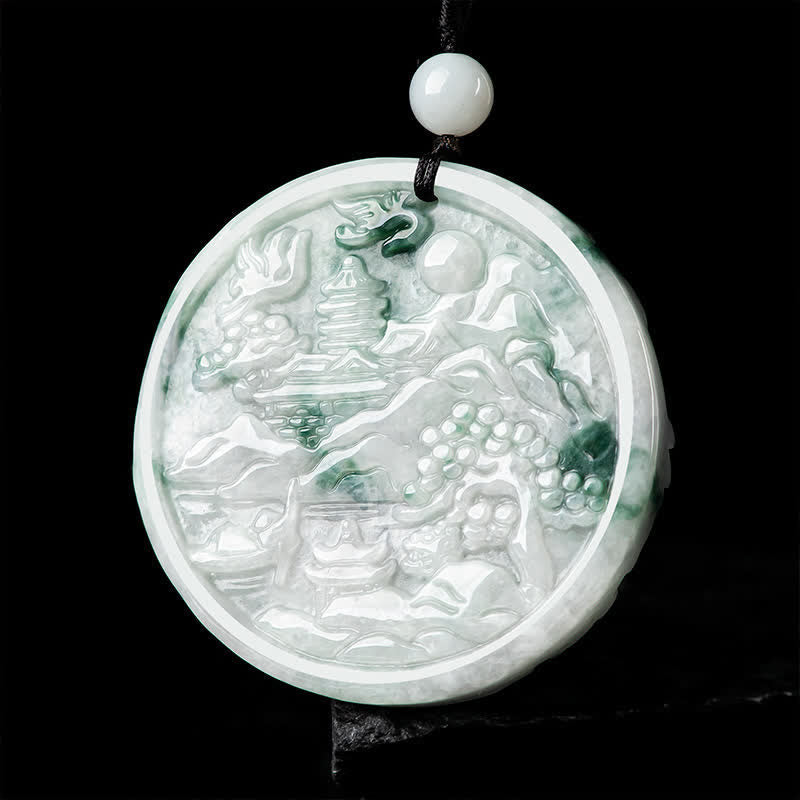 Wear FengShui Mountain Landscape Jade Abundance String Necklace