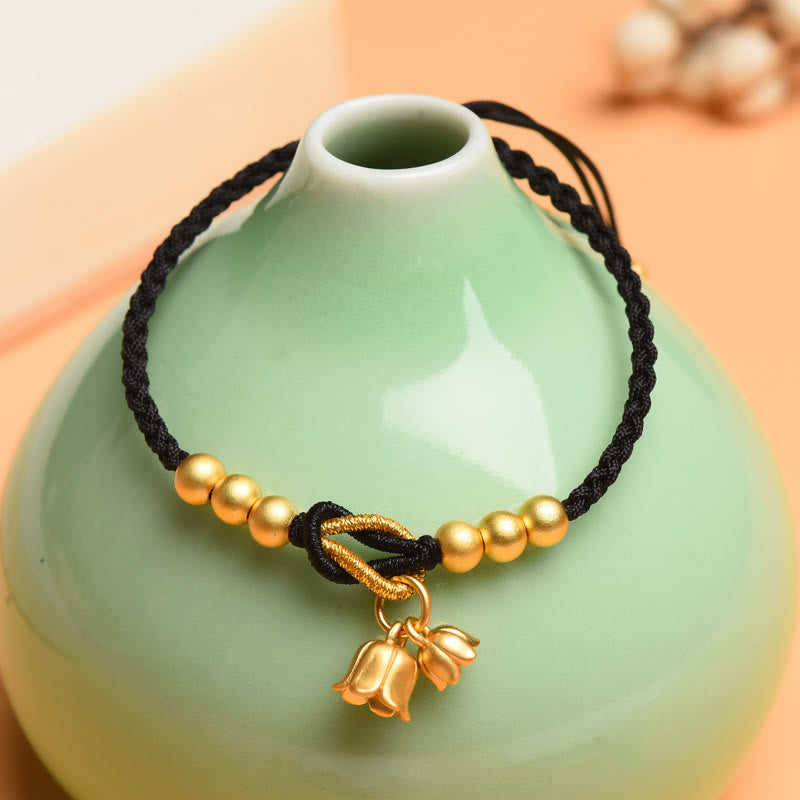 Wear FengShui Handcrafted Lily Of The Valley Flower Charm Design Luck Protection Braided Bracelet