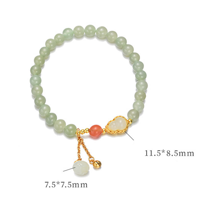 Wear FengShui 925 Sterling Silver Hetian Jade Gourd Lotus Abundance Luck Bracelet
