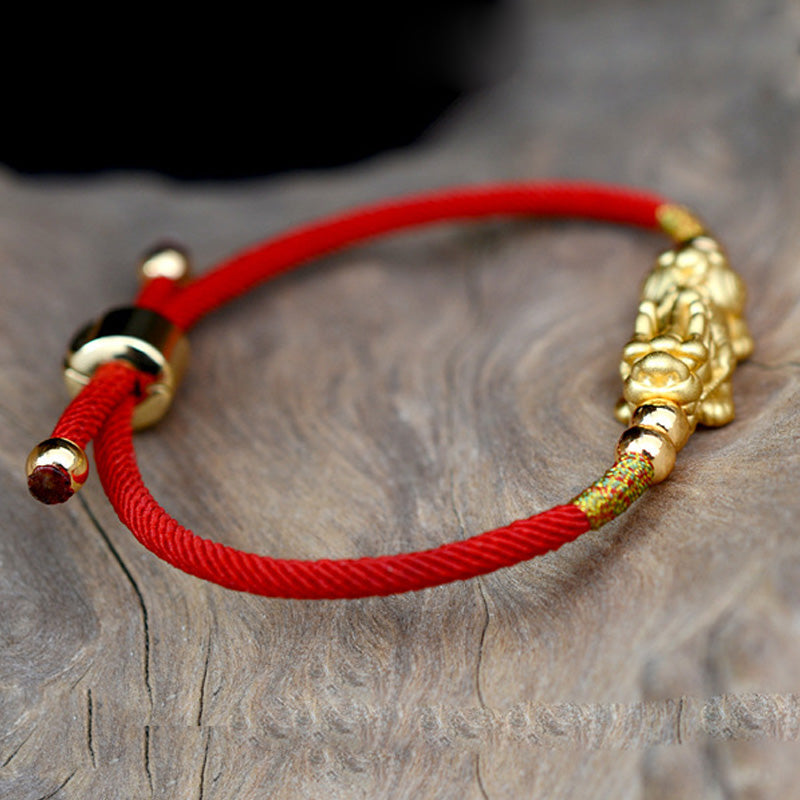 Wear FengShui 24K Gold-Plated PiXiu Luck Red String Bracelet