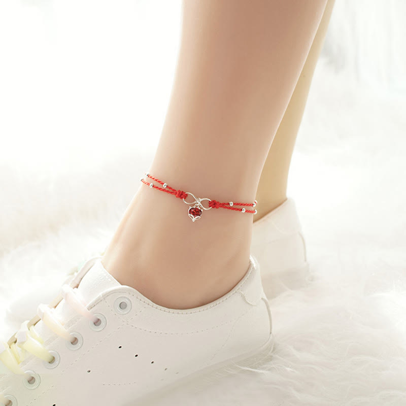 Wear FengShui Love Heart Infinity Symbol Braided String Anklet