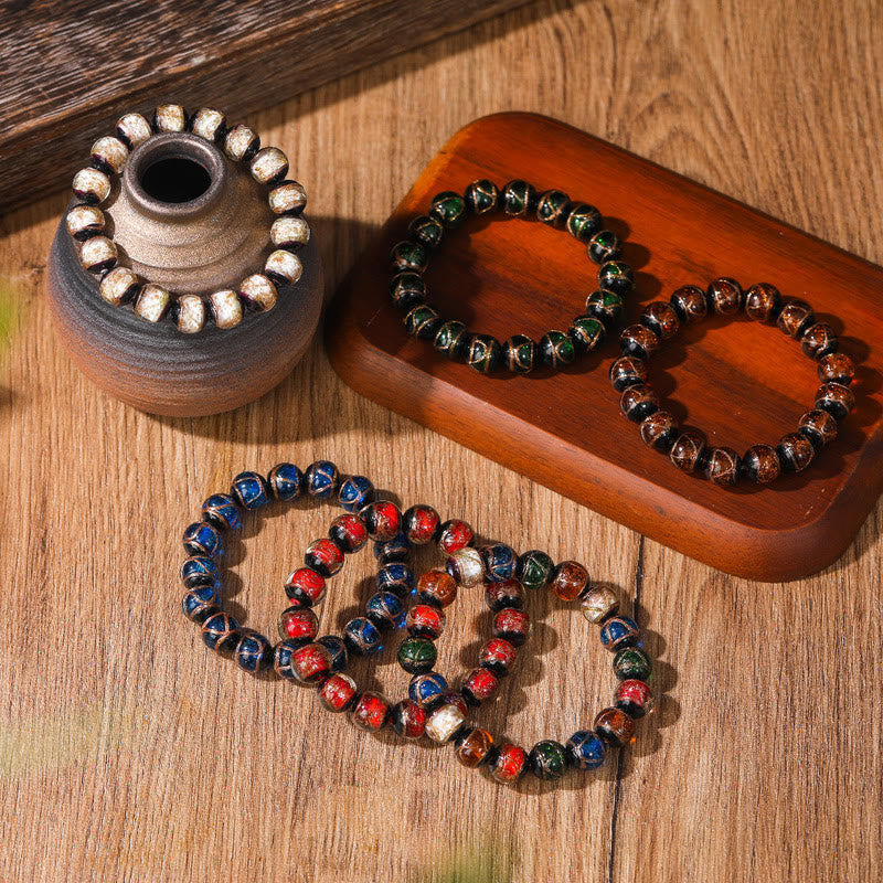 Wear FengShui Tibetan Classic Liuli Glass Bead Luck Wealth Bracelet